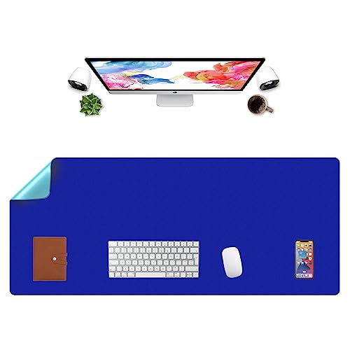 Tapis de souris hydrorésistant grand format bleu double face cuir