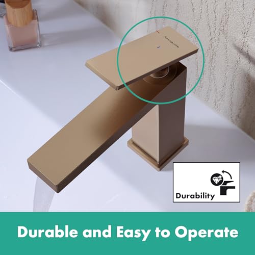hansgrohe Tecturis E - Wastafelkraan met pop-up waste, energiebesparend (CoolStart), Wastafelmengkraan met uitloop hoogte 117 mm, Badkamerkraan waterbesparend (EcoSmart+), brushed bronze, 73014140
