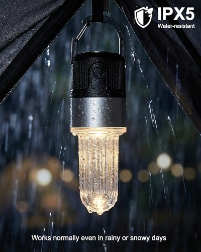 pearlstar 4 Pack Led Camping Lantern USB Rechargeable Outdoor Tent Lights with Clip for Hanging Hook Camping Flashlight Emergency Lamp, 4 Modes/IPX5 Waterproof/Battery Powered (Black) — view 6