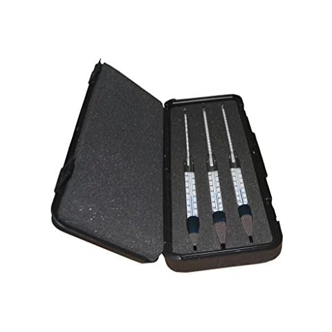 Set of 3 SafetyBlue Brewing ThermoHydrometers with The Following Specific Gravity Ranges 0.980/1.020, 1.00/1.070, 1.060/1/130. All with a 20/150°F Thermometer in Body. Supplied in a Sturdy Plastic ca Cover