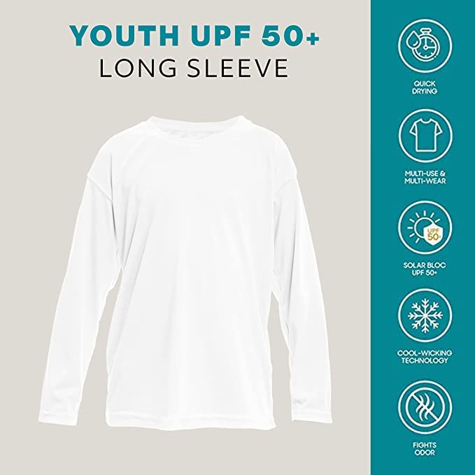 Vapor Apparel Youth UPF 50+ Sun Protection Solar Long Sleeve Shirt, Catmint, Large