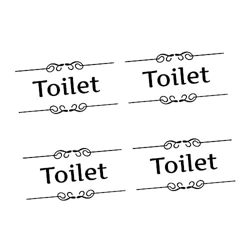 HOOTNEE 4pcs Creative Toilet Wall Stickers English Bathroom Decor for Home and Restroom Material for Mall and Restaurant Signage