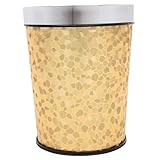 BESTYASH Bote de Basura sin Tapa de Dorado Papelera Multi Funcional para Oficina Dormitorio y Cocina Diseño Retro y