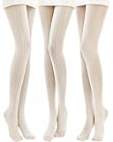 JaGely 3 Pairs Womens Fishnet Patterned Knitted Tights Lolita Lace Stockings Coquette Sweater Tights