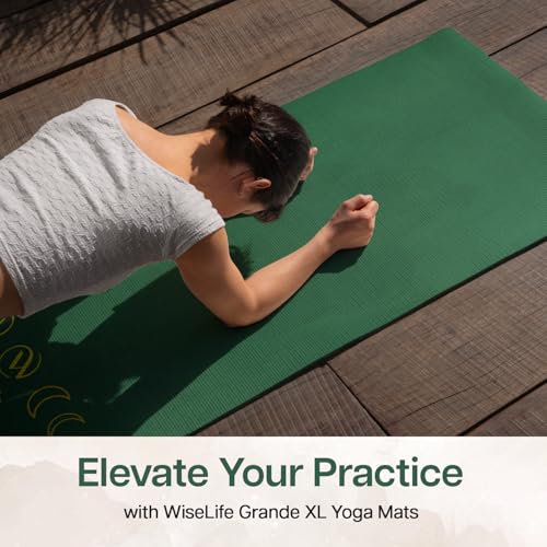 Image of WiseLife Grande XL 6 MM TPE Yoga Mat for Men & Women | Extra Thick, Long & Wide Premium Exercise Mat with Yoga Strap | Anti-Slip & Anti-Tear Ideal for Yoga, Pilates, Home Workouts & Gym Use (Green)