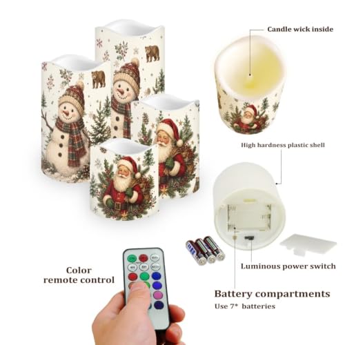 Image of Santa Snowman Flameless Battery Operated Lamp with Remote