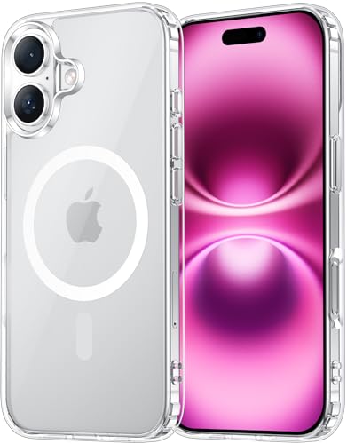 Temdan for iPhone 16 Plus Case Clear, Compatible with Magsafe, Anti-Yellowing, Military-Grade Protection, Shockproof Slim Magnetic Phone Case Cover, Transparent