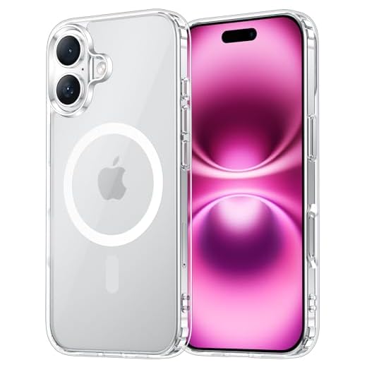 Temdan for iPhone 16 Plus Case Clear, [Compatible with Magsafe][Anti-Yellowing][Military-Grade Protection] Shockproof Slim Magnetic Phone Case for iPhone 16 Plus, Transparent