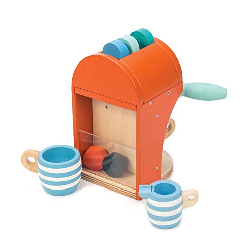 Wooden Toy Espresso Machine - Pretend Food Play Toy Coffee Machine with Capsules, Cups and Milk Jug - Encourages Imaginative Play, Roleplay and Communication Skills - 3 Years +