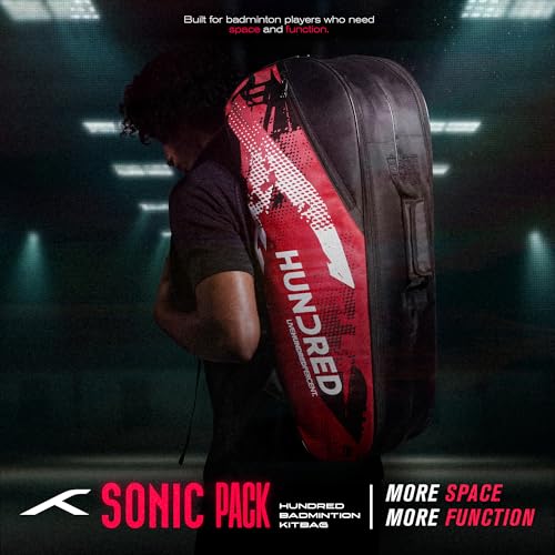 Image of ​Hundred Sonic Pack Kit Bag | Spacious Badminton Racket Bag with Dual Large Compartments for Rackets, Shoes & Gear - Ideal for Sports, Gym & Travel | Unisex Design