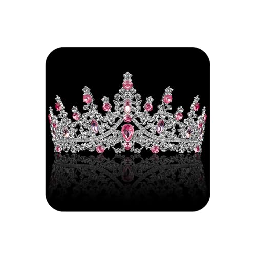 COCIDE Pink Crowns for Women Pink Tiaras for Women Queen Tiaras for Womens Costume Hair Accessories Royal Crystal Headbands Cosplay Birthday Pageant Bride Headpieces