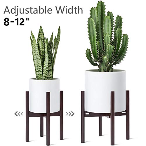 image for Mkono Mid Century Plant Stand Adjustable Indoor Modern Plant Holder Wo