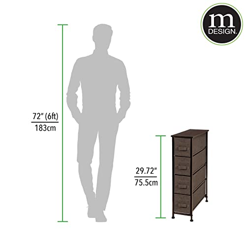 Mdesign Narrow Dresser Storage Tower Stand With 4 Removable Fabric Drawers - Steel Frame, Wood Top Organizer For Bedroom, Entryway, Closet - Lido Collection - Espresso Brown #TOP5