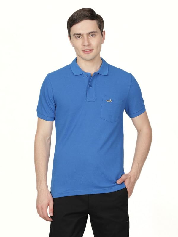 Image of CROCODILE Men's Solid Casual Wear T-Shirt | Polo Neck | Half Sleeves | Pull On | Regular