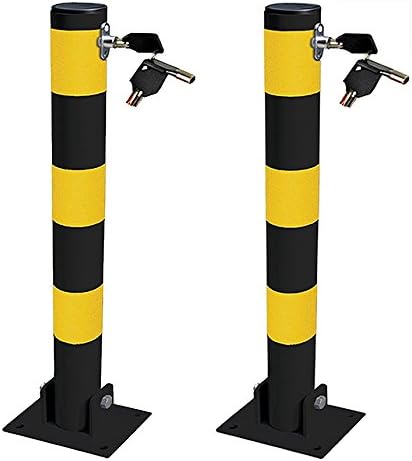 2 x Round Folding Parking Post - With Keys And Bolts