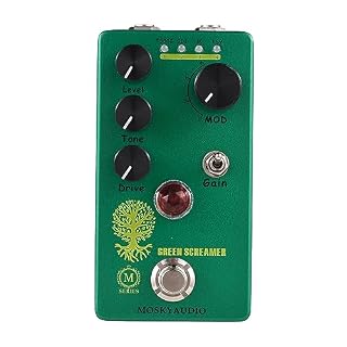 Jemora Booster/Overdrive Pédale d’effet Guitare Commutateur 4 Modes & Commandes Niveau/Tone/Drive Processeur d’effets d’effet Guitare Overdrive Numérique Portable Compact pour Guitare - Les Beatles, Paul McCartney, John Lennon, RIngo Starr, George Harrison