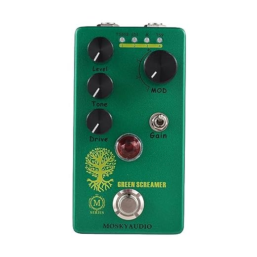 Btuty Booster/Overdrive Pedal de efectos de guitarra Interruptor de 4 modos y controles de nivel/tono/accionamiento Procesador de efectosdigital portátil compacto para guitarra eléctrica