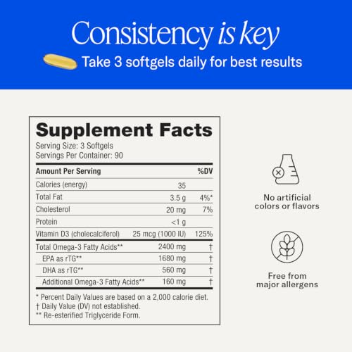 Image of De3 Occasional Eye Dryness rTG Omega 3 Supplement, 270 Count, 90-Day Supply
