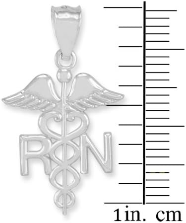 American Heroes 925 Sterling Silver Caduceus RN Charm Registered Nurse Pendant Necklace - Image 3