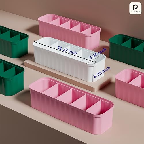 Image of PIXERDOT Pack of 4 - GREEN | Socks & Cloths Organizer For Wardrobe and Drawer, Innerwear, Undergarments, Bra, Panty, Hankerchief and Hosiery Organiser for Wardrobes, Drawers and Cupboards