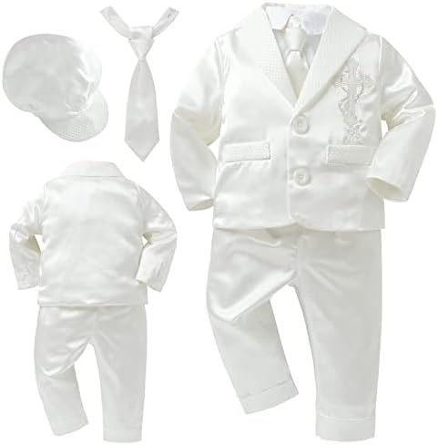 Booulfi Baptism Outfits for Boys Baby Boy Christening Outfit White Clothing Newborn Suit Blessing Gifts