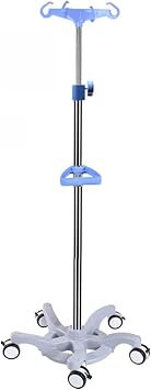 EYPKPL Lift Iv Pole Stand Stainless Steel Infusion Stand with 5 Lock Wheels and 4 Hook Iv Bag Holder for Clinic Home Care Travel