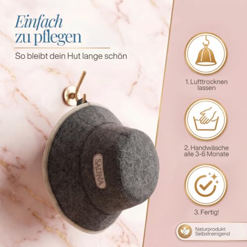LoWell Saunahut aus Filz für Herren & Damen – Hitzeschutz, mit Aufschrift – Ansicht 7