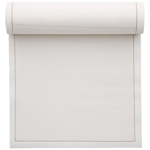 Serviette de table en lin 11x11cm - Idéale pour fête, cocktail, apéritif, dessous de verre - Rouleau de 50 serviettes - Ecru