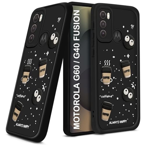 Image of TRUEUPGRADE Back Case Cover Compatible for Motorola Moto G40 Fusion /Moto G60| Cute Fun Cartoon 3D Ball | Coffee Silicone Case | Camera Protection | Body Protection | Shock Proof | Color Black