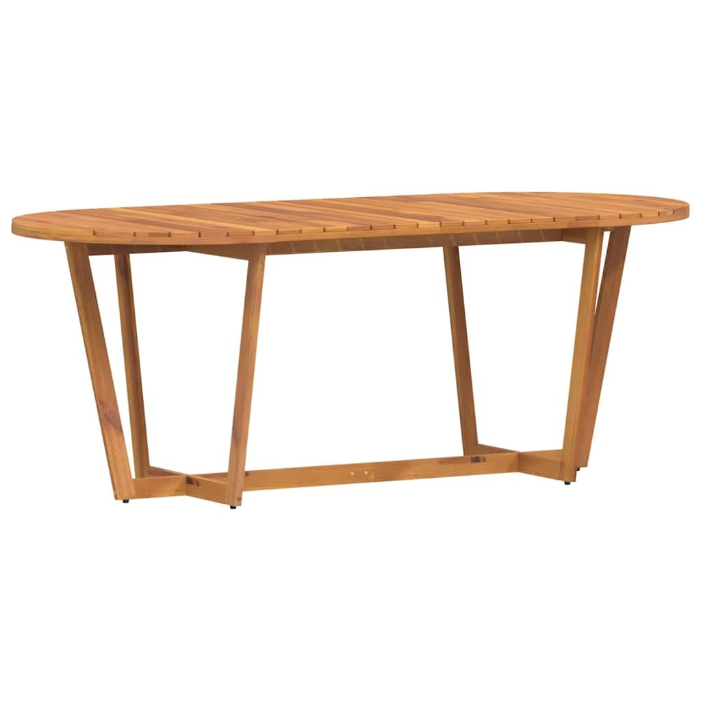 Owalny stół do jadalni, 200 x 90 x 75 cm, lite drewno akacjowe, z blatem lamelowym i wzorem krzyżowej stopy, na taras, balkon, do ogrodu, na zewnątrz, do jedzenia i pikniku z rodziną i gośćmi