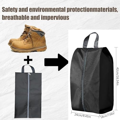 5Pcs XL Travel Shoe Bags Portable Travel Gifts Shoe Organizer with Zipper Closure, Waterproof Nylon Shoe Storage Organizer with Handle Travel Bags For Men and Women, Black2