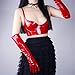 DooWay Red Latex Gloves Women Shine Faux Patent PU Wet Look 20-inch Opera Costume Party Evening