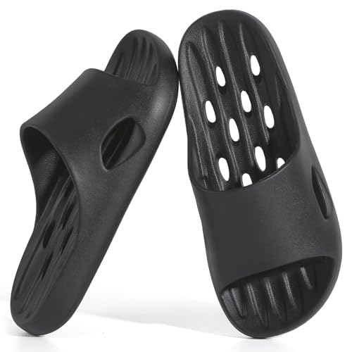 Aoowoll Shower Shoes Men Slippers Sandals for Women Flip-Flops Plastic Slides Pool Unisex Shoes with Holes for College Dorm Beach Camping(Grey EU46-47)