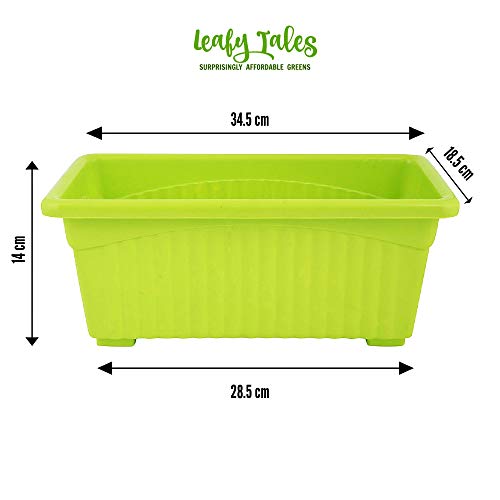 Leafy Tales Multicolor Rectangular Plastic Pots for Plants, Window Display, (Set of 6) (34.5 x 18.5 x 14 cm), (Model: Tub - 6)