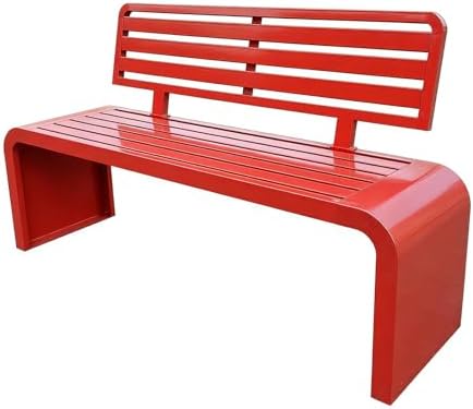 Weatherproof Galvanized Steel Outdoor Bench with Back, Smooth Rounded Edges - Perfect for Garden, Park, Yard, Front Porch - White, 120x40x83cm