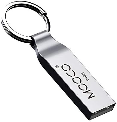 64GB Metal Keyring USB 2.0 Flash Drive Bulk Waterproof Thumb Drive Jump Drive Pen Drive Memory Stick Keyring,Silvery. (64GB)