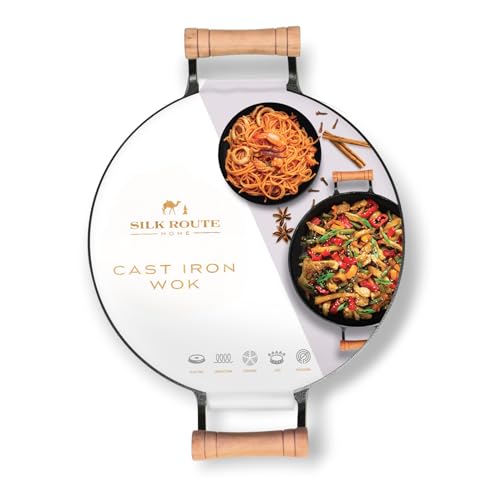 Silk Route Home 32cm Cast Iron Wok Pan