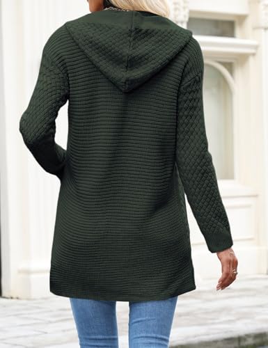 CiCiBird Womens 2025 Fall Hooded Cardigan Sweaters Cable Knit Open Front Coatigan Long Sleeve Sweater Coat with Pockets2