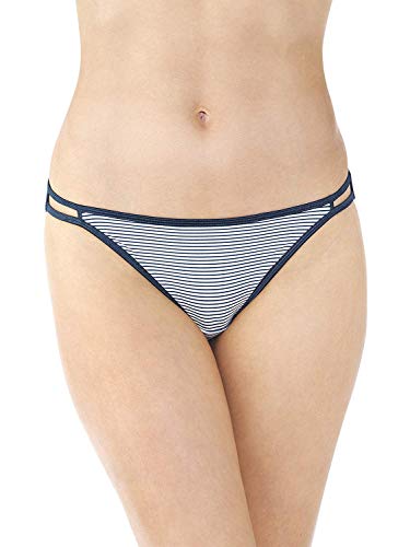 Vanity Fair Women's Illumination Body Shine String Bikini Panty 18108, Blues Stripe Print, Medium/6
