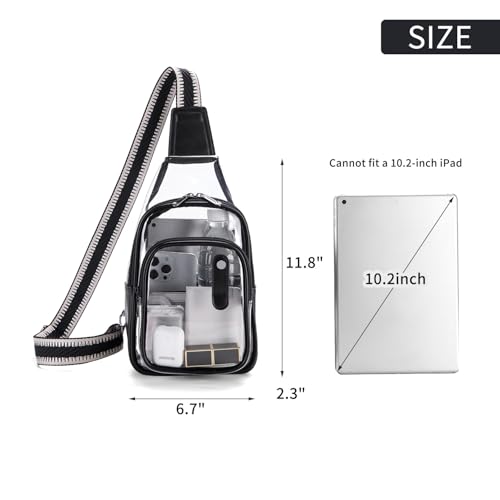 XYWstore Clear Bag for Stadium Events, Clear Purses For Women Stadium Crossbody Clear Fanny pack For Women Concert Bag (BLACK)