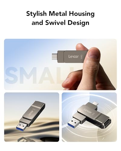 Image of Lexar D40E 64GB Dual USB 3.2 Gen 1 Type-C Jump Drive, Titanium Grey