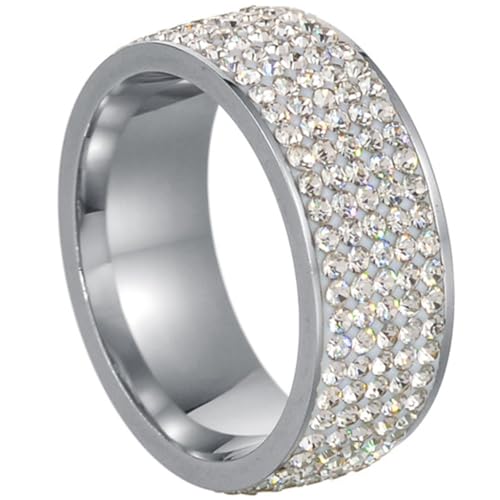 Jude Jewelers 8mm Stainless Steel Full Cubic Ziron Filled Eternity Wedding Band Ring