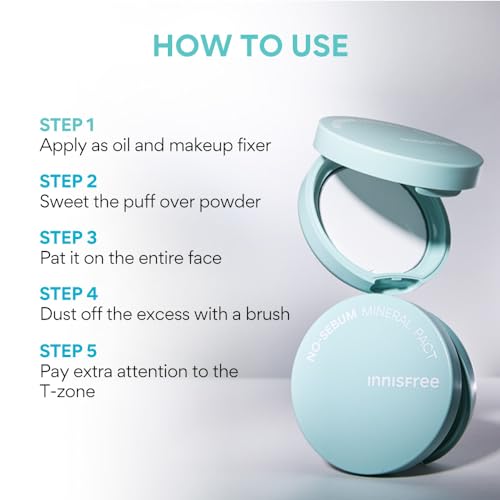 Innisfree No-Sebum Mineral Pact 8.5g for Oil Control, Korean Makeup - Image 4