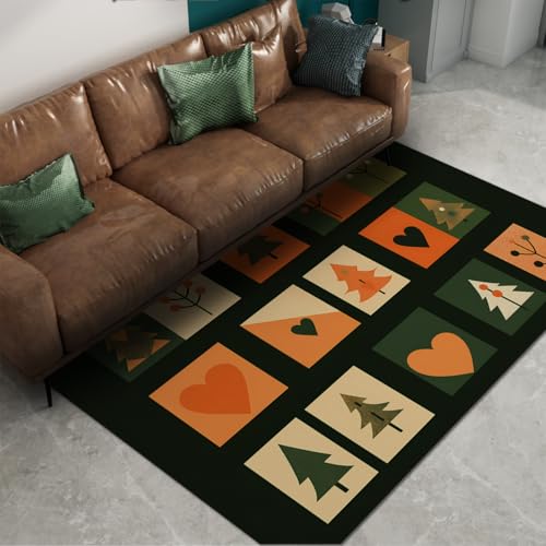 Tapis Noël nordiques géométriques 120x180 cm lavable vert - 6