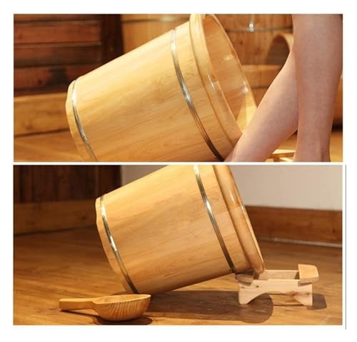 Bañera de pies de madera maciza 40 cm con tapa y masaje miniatura 6