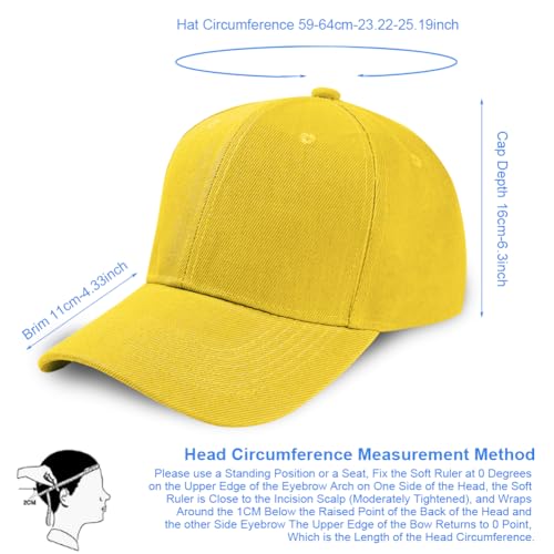 Aomig C2-QX-YEA240302-FBA Baseball Hats For Men, Yellow Hat Unisex Outdoor Activities Baseball Cap Adjustable Sports Casual Baseball Cap Unconstructed Classic Plain Vintage Summer Sun Visor Cap Men Women thumb #1