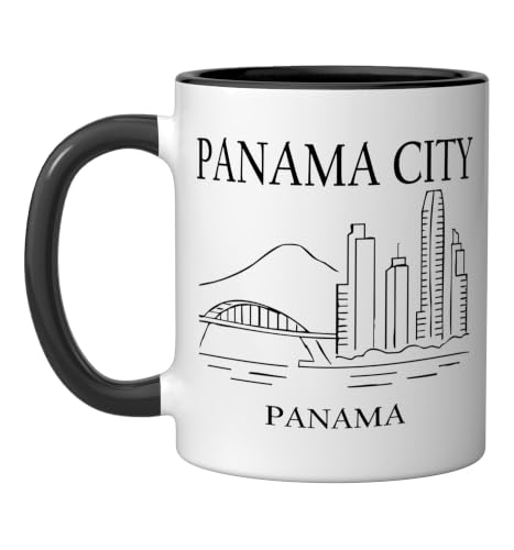 Taza de cerámica Panamá skyline minimalista 11oz miniatura 1