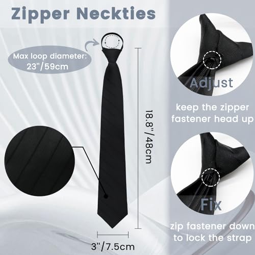 Image of Mens Tie Pre-tied Adjustable Men's Neckties, Zipper Ties for Men Accessories Business Wedding Party