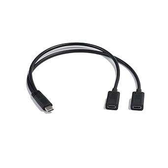 USB C Y Splitter Charge Cable, 1 Feet USB Type C Male to 2 Dual USB Type C Female Y Splitter Extension Charging CableOnly for Charging Typec Male to Dual Female