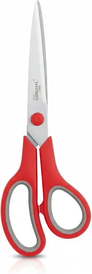 TESOURA MULTIUSO 7 1/2 POLEGADAS AÇO INOX CABO ERGONOMICO VERMELHO CORTE TECIDO PAPEL ARTESANATO